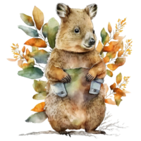 Quokka acquerello animale illustrazione, ai generativo png