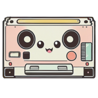 kawaii cassette enregistrer, ancien Années 80 nostalgique graphique élément, ai génératif png