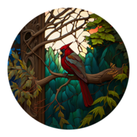 Stained glass cardinal bird, png