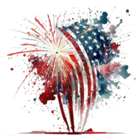 Watercolor fire crack, fire burst in the sky, 4th of July element, png