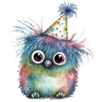 Cute little monster watercolor, png