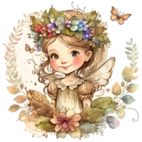 Vintage ▾ primavera Fata floreale vibrazioni acquerello clipart, ai generativo png