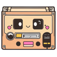 Kawaii cassette tape, vintage 80s nostalgic graphic element, png