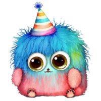 Cute little monster watercolor, png