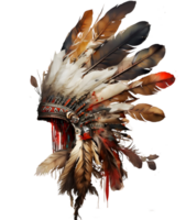 originaire de américain tribal plume aquarelle couronne, ai génératif png