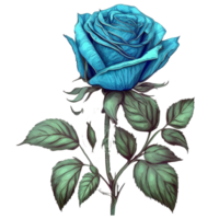 blå reste sig blomma vattenfärg illustration, ai generativ png
