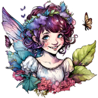 Vintage Spring Fairy Floral Vibes Watercolor Clipart, png