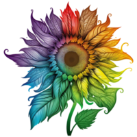 regnbåge solros vattenfärg illustration, ai generativ png