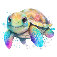 aquarelle bébé tortue, ai génératif png