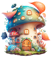 Mushroom house, fairy tale, isolated, png