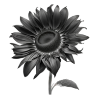 Black sunflower illustration, png