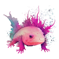 axolotl vattenfärg illustration, ai generativ png