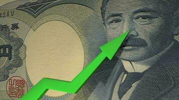Japanese Yen currency value up animation. video