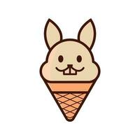 creative rabbit ice cream cone logo vector