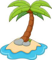 dibujos animados ilustración de pequeño isla con Coco arboles vector