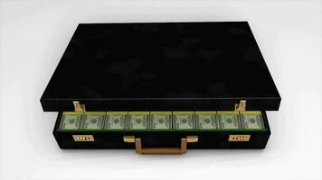 Suitcase full of money, ramson, cash, box, bag, robbery. Included alpha matte video