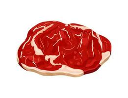Fresh piece of red meat. Steak, ribeye, fillet. Vector flat illustration isolated on white background.