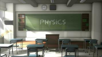 Empty Physics school classroom video