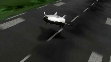 Spaceship landing on an airfield animation. video