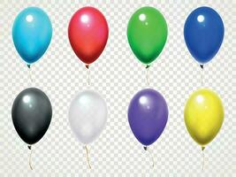 Colorful 3d glossy balloons. Birthday party or festival flying balloon vector set