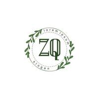 zq inicial belleza floral logo modelo vector