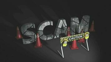 Caution warning sign stand, Caution Scam ahead. video