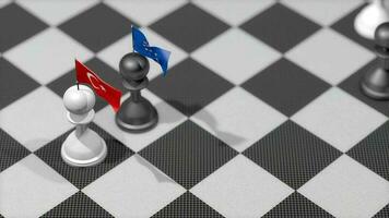 ajedrez empeñar con país bandera, pavo, europeo Unión video