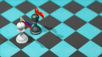 échecs pion avec pays drapeau, philippine, Chine. video