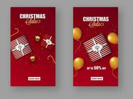 Christmas Sale Template Or Flyer Design Set In Red Color With Best Discount Offer. vector