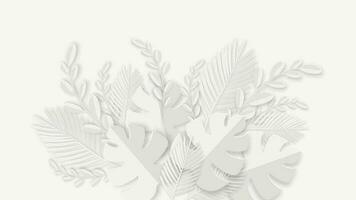 Paper cut tropical leaves decorated on white background. vector