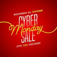 Cyber Monday Sale text on red background. Can be used as poster or template design. vector