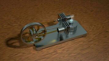 Stirling engine, hot an cold air engine operation. video