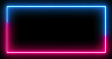 roze en blauw neon kader, abstract gloeiend en in beweging achtergrond, neon lijn, web neon doos patroon, naadloos lus, 4k video