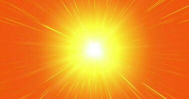 Animation of a sun tunnel, movement towards the sun, light rays in yellow and orange video