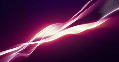 abstrakt futuristisch glühend lila Farbe Welle mit Animation von fliegend Partikel und Strahlen von Licht, Technologie Hintergrund, nahtlos Schleife, 4k video