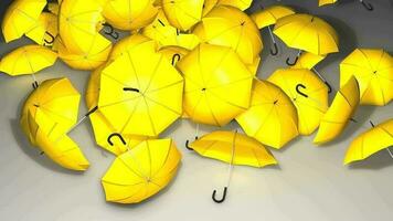 paraplu's vallen omlaag, bescherming, veiligheid, risico. matte video