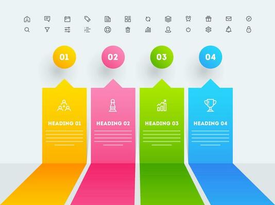 Four different headline steps infographic elements for Business or corporate sector.