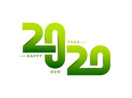 Green paper cut text 2020 on white background for Happy New Year celebration. vector