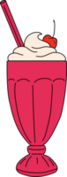 A milkshake with a cherry on top sits png