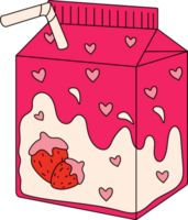 A pink box of strawberry milk with a strawberry in the middle. png