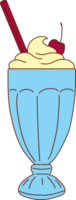 A milkshake with a cherry on top sits png