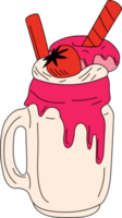 A milkshake with a strawberry and ice cream cone. png