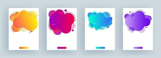 Set of template or flyer design with colorful abstract fluid art effect on white background. vector