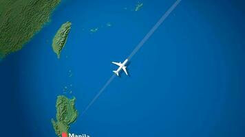 Air travel flying route destination, Philippine, Japan. video