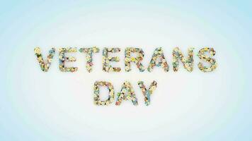 Veterans Day floral text background animation video