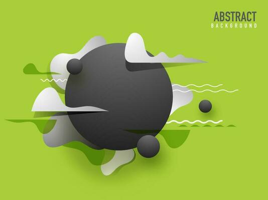 Green background decorated with abstract element like as waving wave and dotted circle.