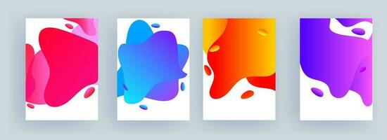 Abstract fluid art background in four color options. Can be used as template or flyer design. vector