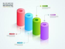 3d vistoso columna infografía gráfico con cuatro opción en blanco antecedentes para negocio o corporativo sector. vector