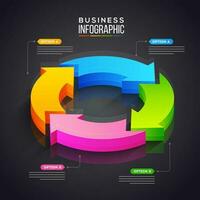 3D pie chart with four arrow step for Business Infographics presentation and report. vector