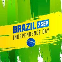 7th September, Brazil Independence Day text on green and yellow brush stroke background. Can be used as poster or template design. vector